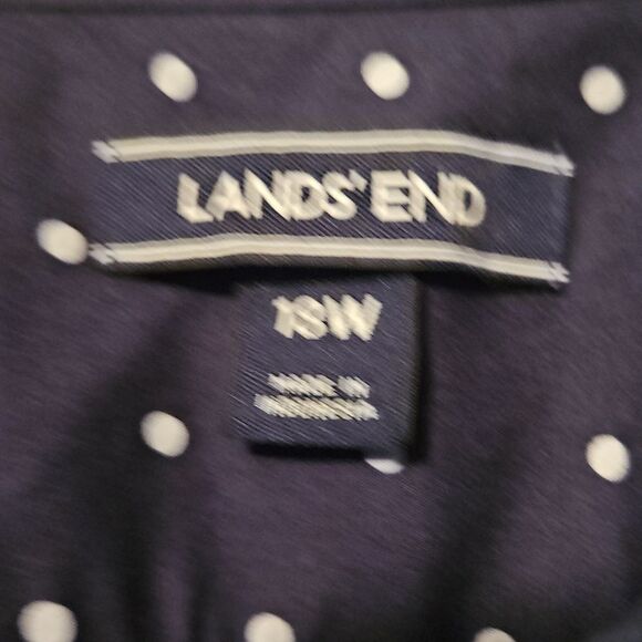 Lands' End Navy Polka Dot Button-Up Shirt - Picture 2 of 6